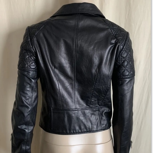 Christian Dior black leather quilted moto jacket - Picture 7 of 16